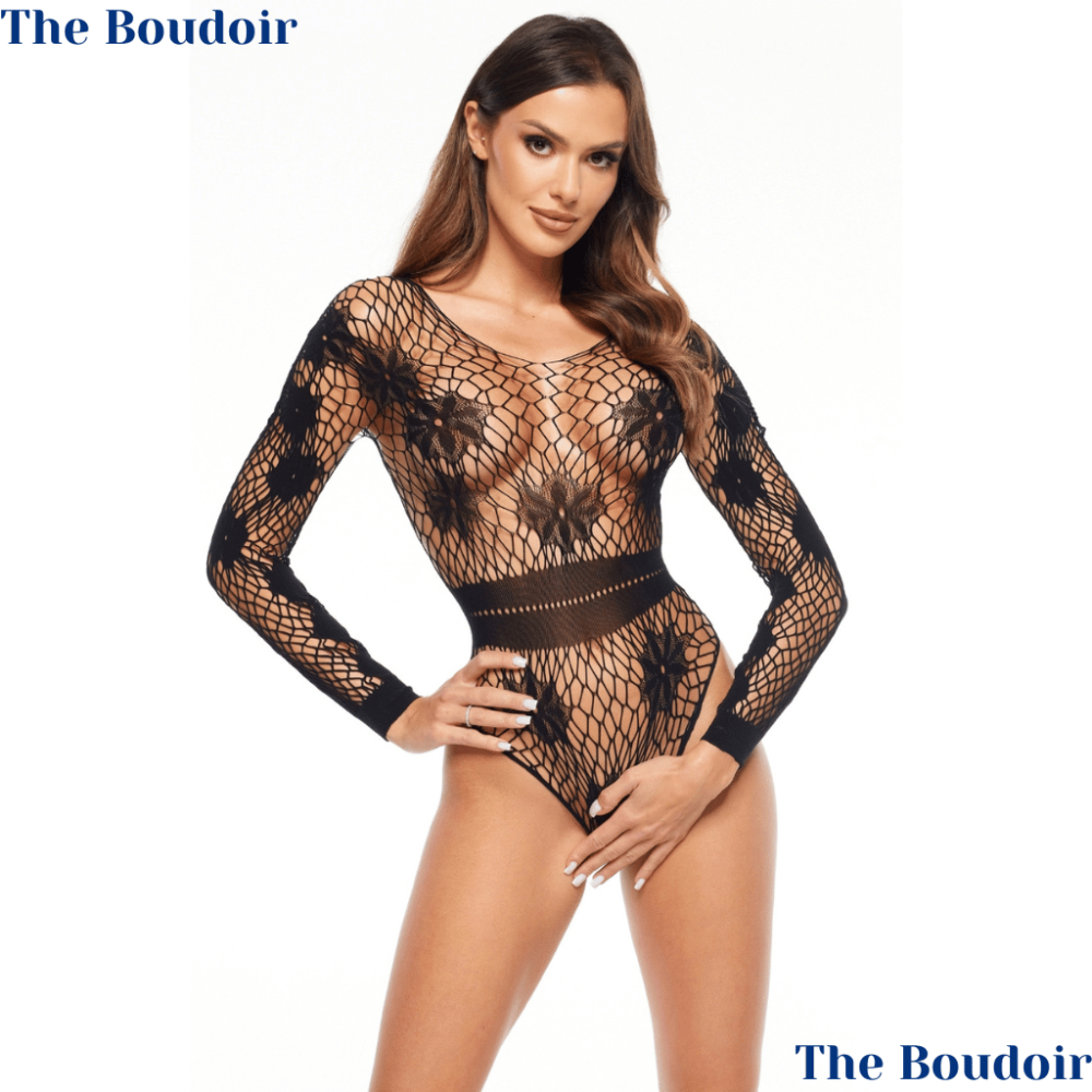 Reversible Fishnet Bodysuit in Black